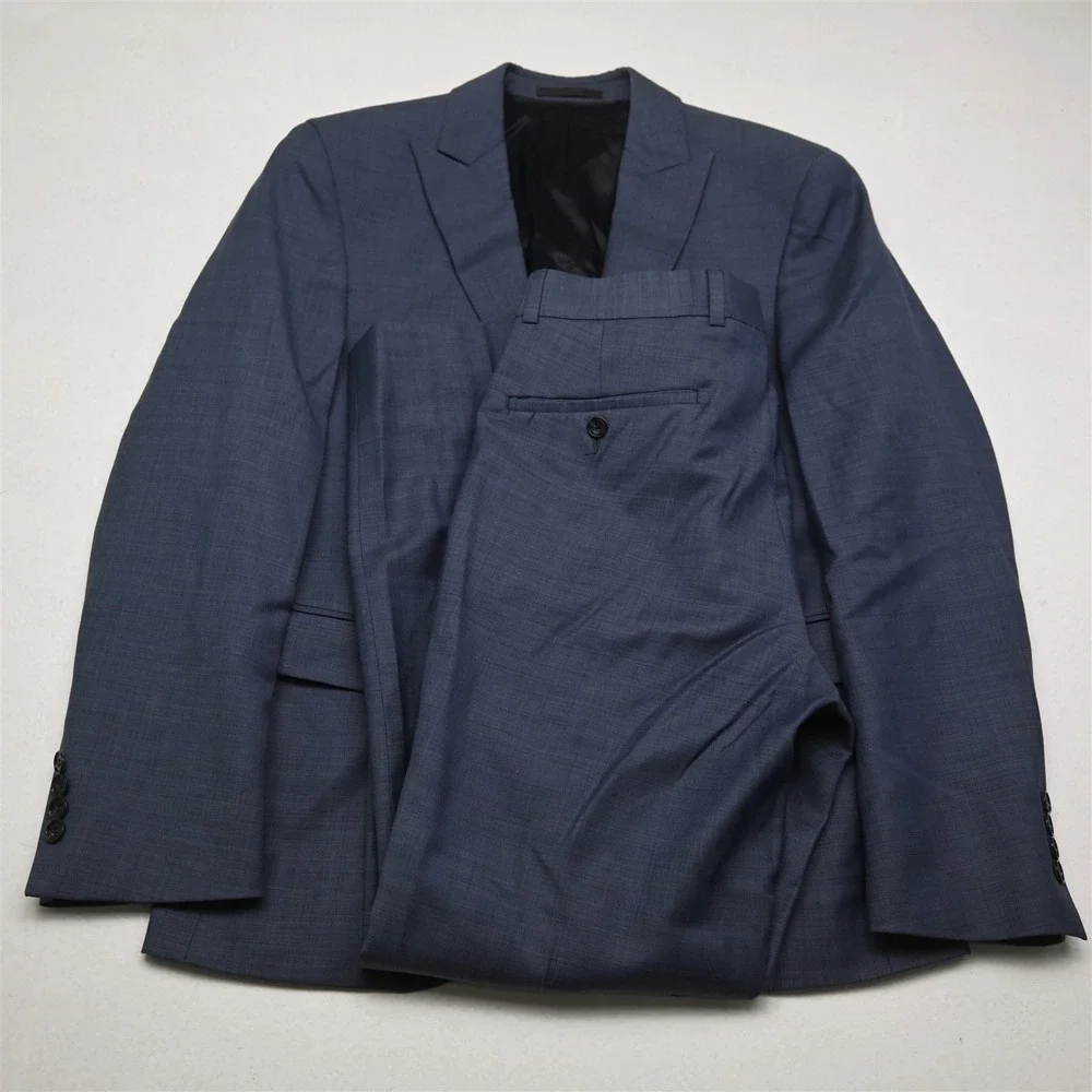 Kenneth Cole 37S 31x30 Blue 100% Wool Mens Jacket Pants Suit